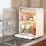 Dustproof Cup Organizer Tea Set Storage Box Household Transparent Desktop Water Cup Tea Cup Draining Rack White
