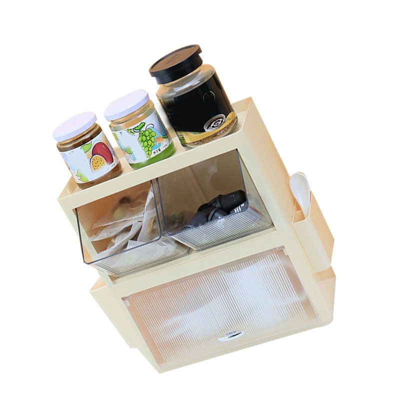 Tea Bag Storage Rack Wall Hanging Space Saving Tea Bag Box for Coffee Capsule Snacks Home Office Cream Yellow