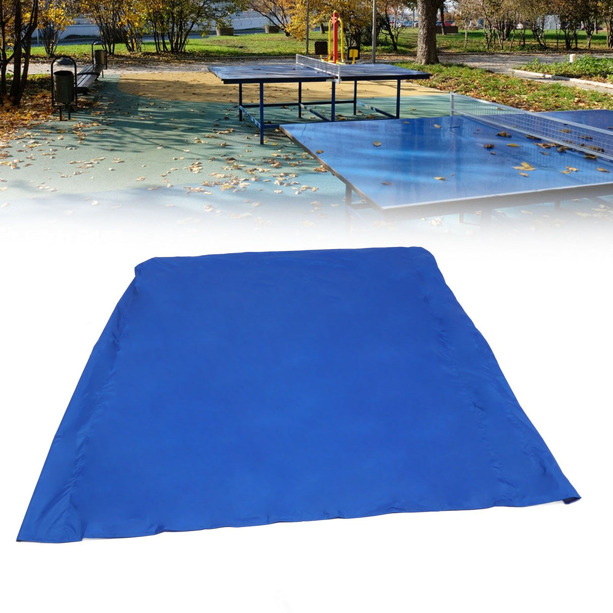 Ping Pong Table Cover with 2 Zippers Oxford Cloth Dark Blue Waterproof Foldable Table Tennis Cover