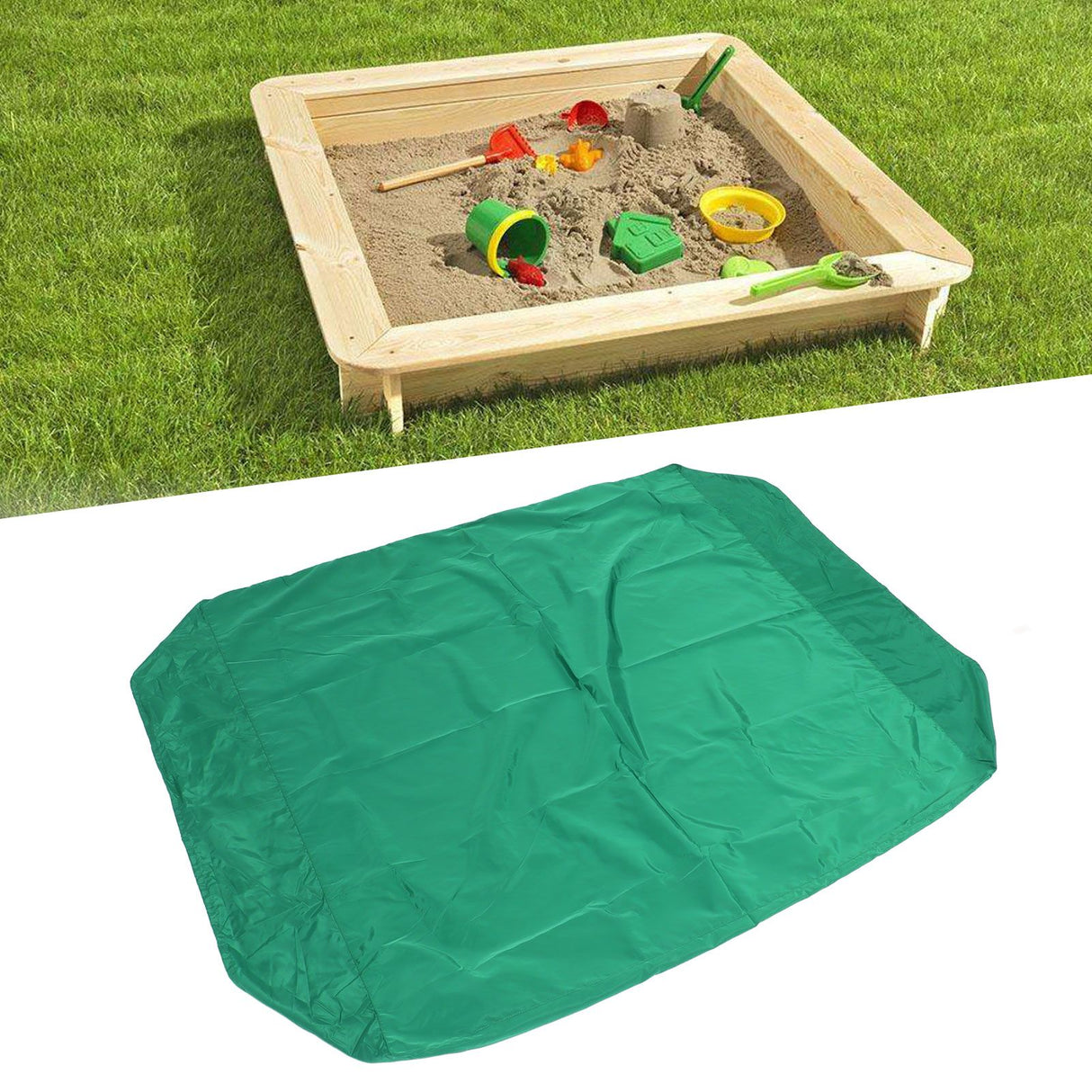 Green Sandbox Cover Square Sandbox Pool Protective Cover Sandbox Canopy with Drawstring 150X150cm