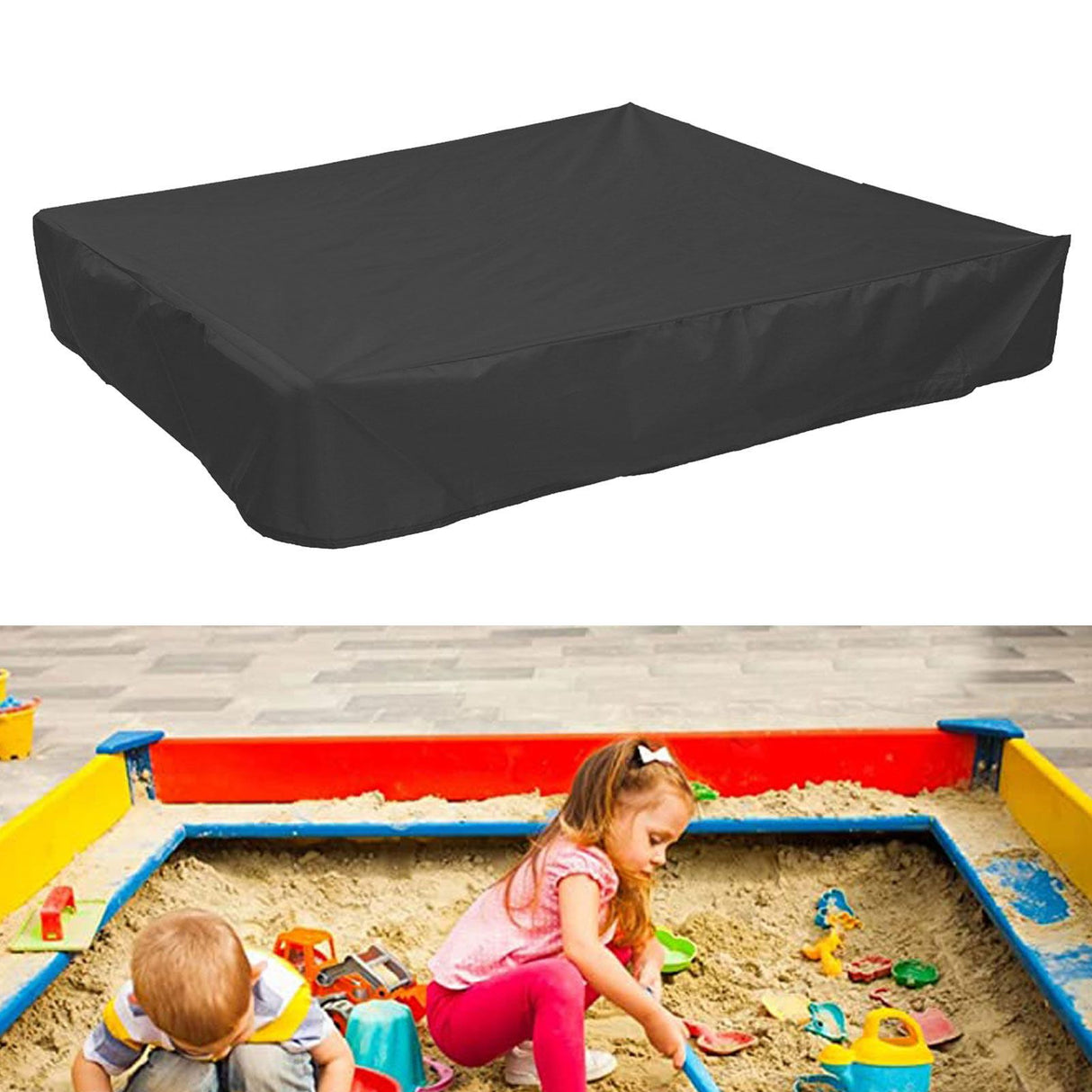 Sandbox Cover with Drawstring Square Dust Proof Anti UV Waterproof Multifunctional Oxford Cloth Sandpit Pool Cover for Outdoor Garden 150x150cm / 59.1x59.1in
