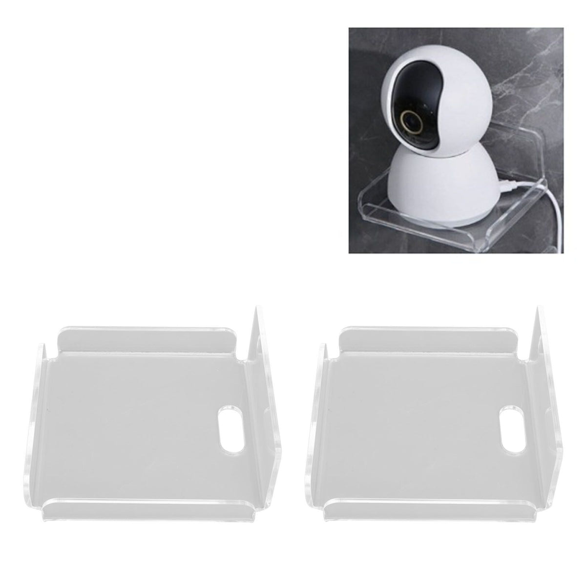 2pcs Small Speaker Wall Shelf Acrylic Adhesive Multi Angle Adjustment Space Saving Security Cameras Floating Shelf for Home Office