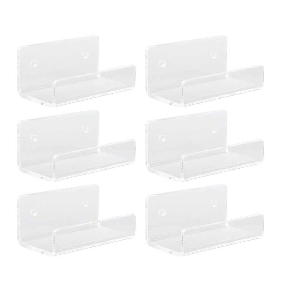 6Pcs Wall Mount Vinyl Record Shelf Clear Clear Acrylic Record CD Storage Rack Floating Wall Shelves for Bathroom Bedroom Living Room Kitchen