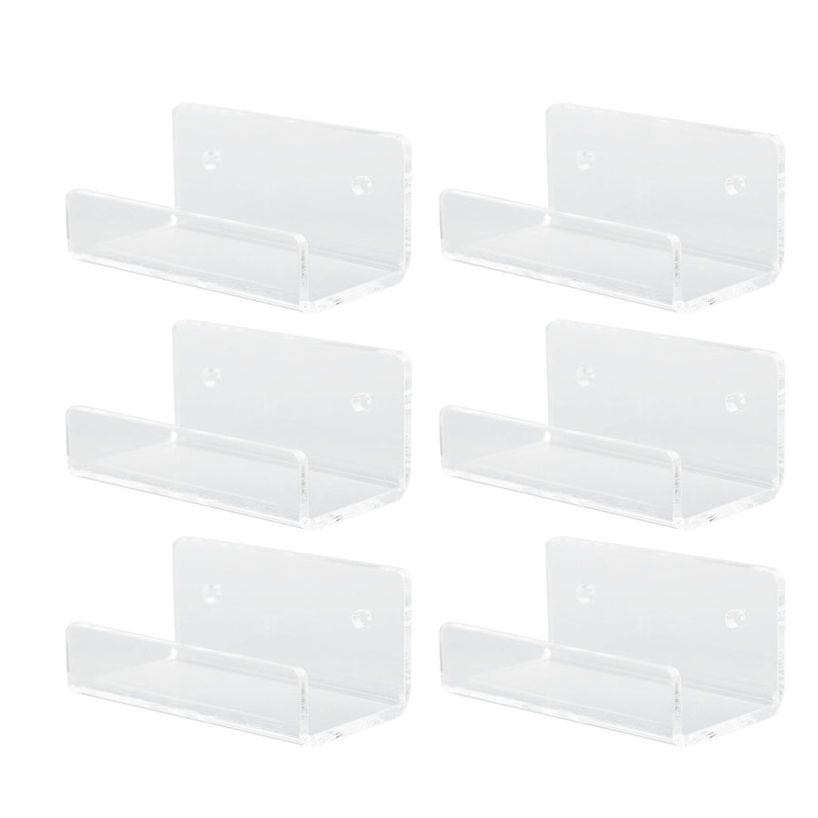 6Pcs Wall Mount Vinyl Record Shelf Clear Clear Acrylic Record CD Storage Rack Floating Wall Shelves for Bathroom Bedroom Living Room Kitchen