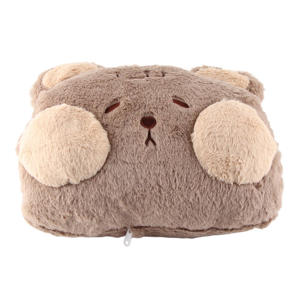 Stuffed Animals Travel Blanket Pillow Set Soft Plush Hugging Pillow Cute Plush Toy with Hand Warmer Design for Travel Home Office Bear