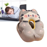 Ice Silk V Shaped Nap Pillow Napping Artifact Cute Animal Sleeping Pillow Cushion for Office Students Grey Cat