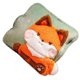 Travel Blanket and Pillow Set Multifunctional Plush Cute Animal Hand Warmer Blanket Pillow for Office Dorm Home Fox