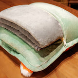 Travel Blanket and Pillow Set Multifunctional Plush Cute Animal Hand Warmer Blanket Pillow for Office Dorm Home Fox - Extra Image