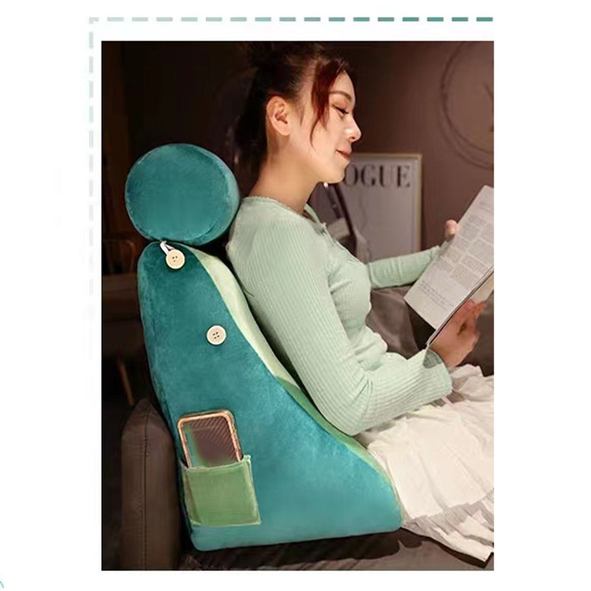 Backrest Pillow Washable Removable Cover Soft Cartoon Animal Back Support Cushion for Office Chair Bedside Dinosaur
