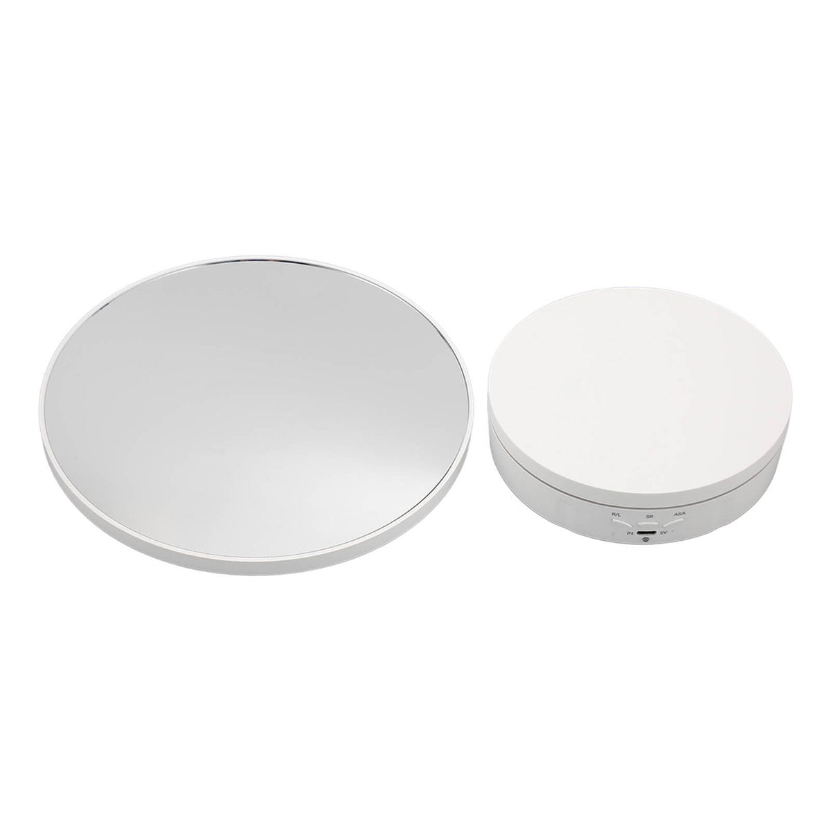 Rotating Display Stand Plastic Glass 360 Degree Electric Motorized Turntable with USB Cable for Photography Products Shows Jewelry Watch Cake White