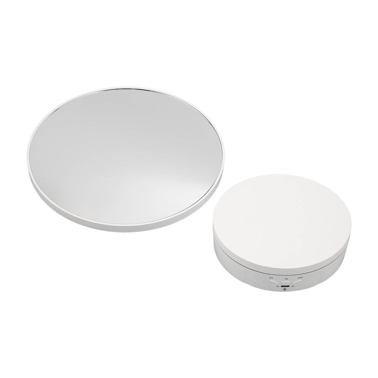 Rotating Display Stand Plastic Glass 360 Degree Electric Motorized Turntable with USB Cable for Photography Products Shows Jewelry Watch Cake White