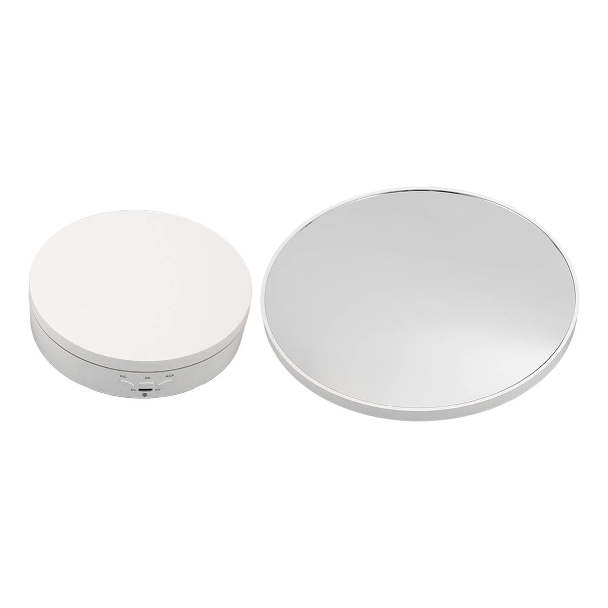 Rotating Display Stand Plastic Glass 360 Degree Electric Motorized Turntable with USB Cable for Photography Products Shows Jewelry Watch Cake White