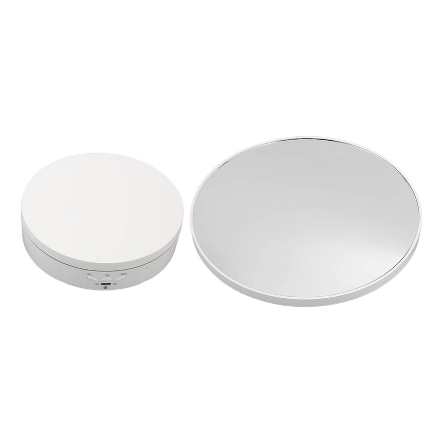 Rotating Display Stand Plastic Glass 360 Degree Electric Motorized Turntable with USB Cable for Photography Products Shows Jewelry Watch Cake White