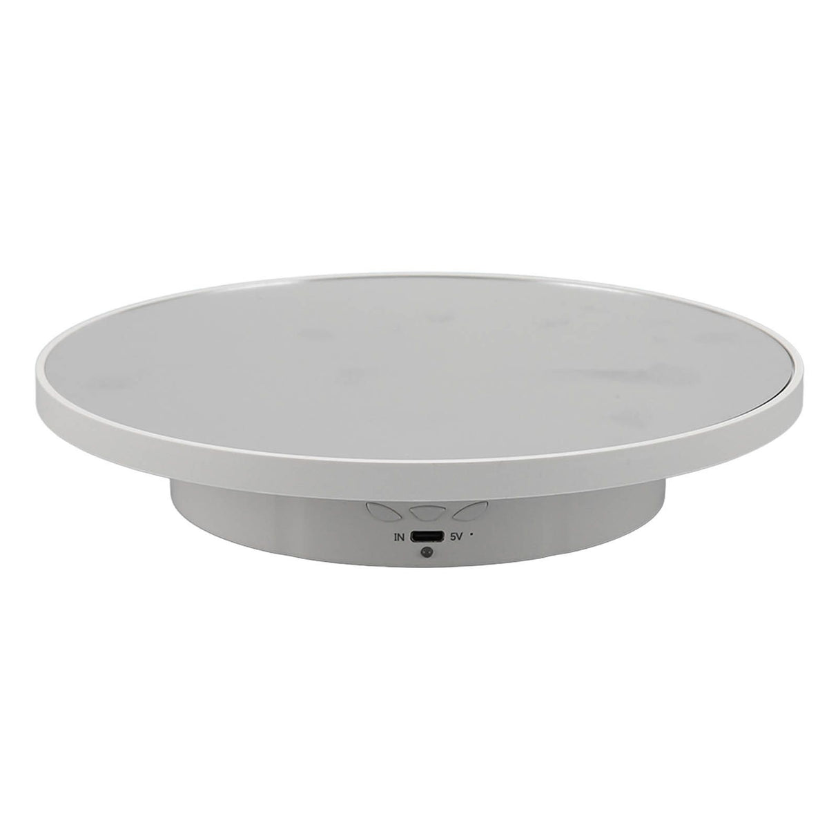 Rotating Display Stand Plastic Glass 360 Degree Electric Motorized Turntable with USB Cable for Photography Products Shows Jewelry Watch Cake White