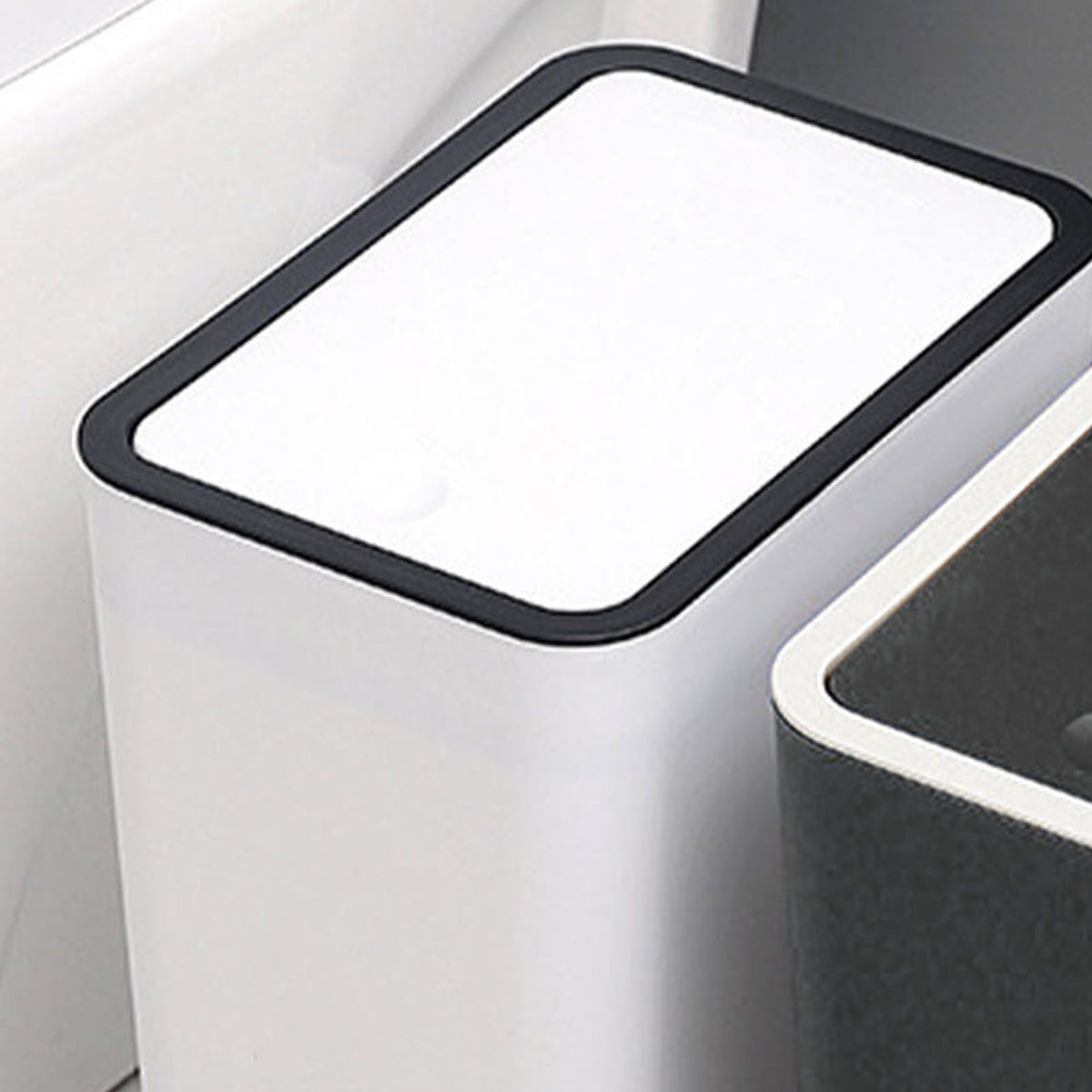 Household Garbage Cans Sealed Large Capacity Odorless With Press Top Plastic Trash Bin For Home Kitchen Living Room Bathroom White