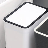 Household Garbage Cans Sealed Large Capacity Odorless With Press Top Plastic Trash Bin For Home Kitchen Living Room Bathroom White - Extra Image
