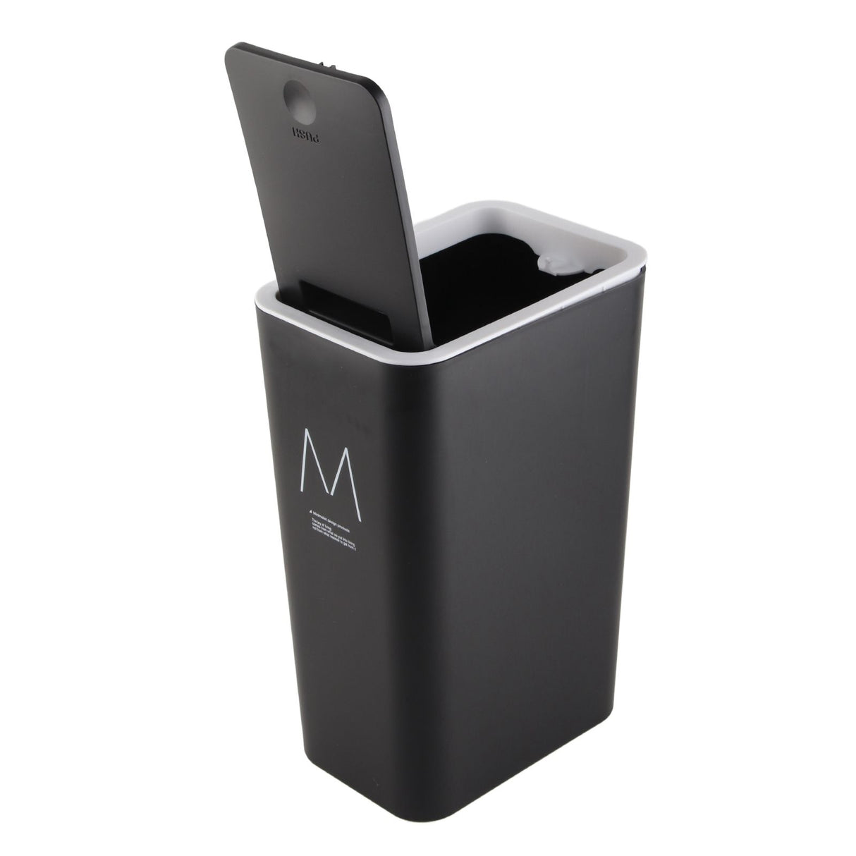 Household Garbage Cans Sealed Large Capacity Odorless With Press Top Plastic Trash Bin For Home Kitchen Living Room Bathroom Black