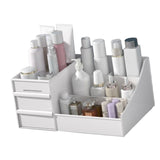 Makeup Organizer for Vanity Large Capacity Cosmetics Storage Box with Drawers for Cosmetics Lipsticks Nail Care Skincare White