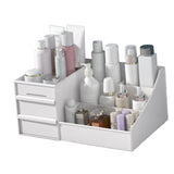 Makeup Organizer for Vanity Large Capacity Cosmetics Storage Box with Drawers for Cosmetics Lipsticks Nail Care Skincare White