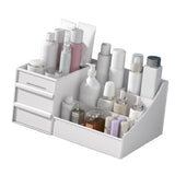 Makeup Organizer for Vanity Large Capacity Cosmetics Storage Box with Drawers for Cosmetics Lipsticks Nail Care Skincare White