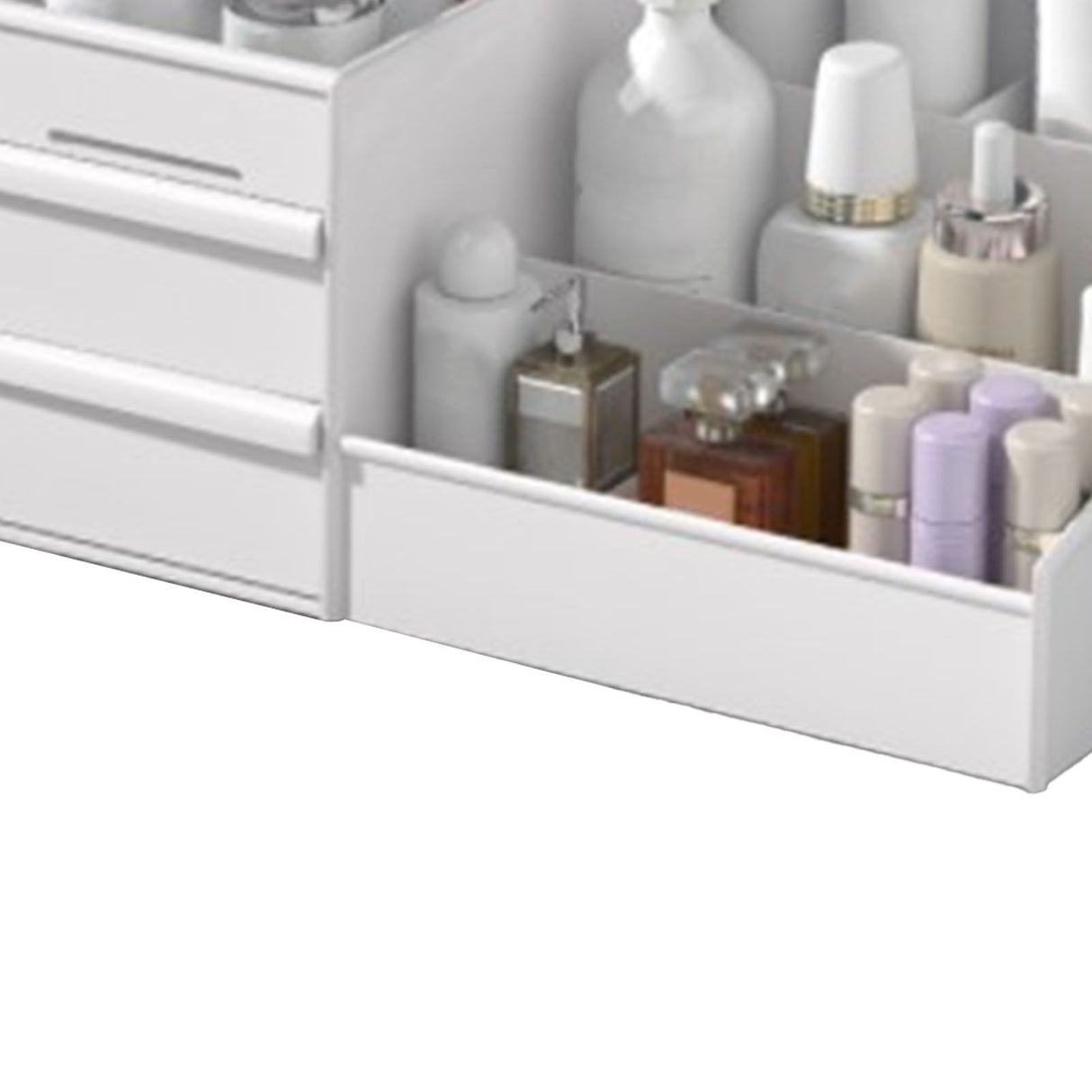 Makeup Organizer for Vanity Large Capacity Cosmetics Storage Box with Drawers for Cosmetics Lipsticks Nail Care Skincare White