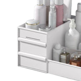 Makeup Organizer for Vanity Large Capacity Cosmetics Storage Box with Drawers for Cosmetics Lipsticks Nail Care Skincare White