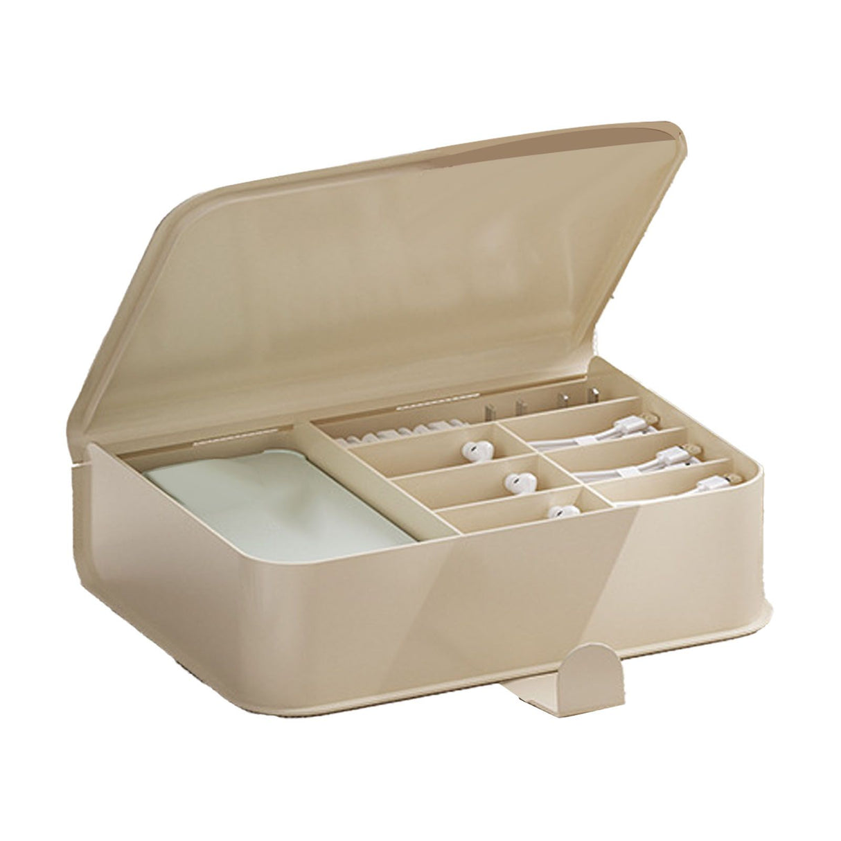 Desktop Storage Box Multi Compartments Plastic Simple Data Cable Organizer Box for Charger Earphones Phone Case Film