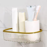 Plastic Wall Mount Organizer Punch Free Transparent White Adhesive Clear Organizer for Bathroom Kitchen Living Room