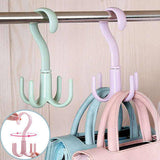 8 Pcs 4 Claws Closet Hangers 360 Degree Rotatable Closet Hanger Hook Thickened Strong Load Bearing Random Color - Low Angle