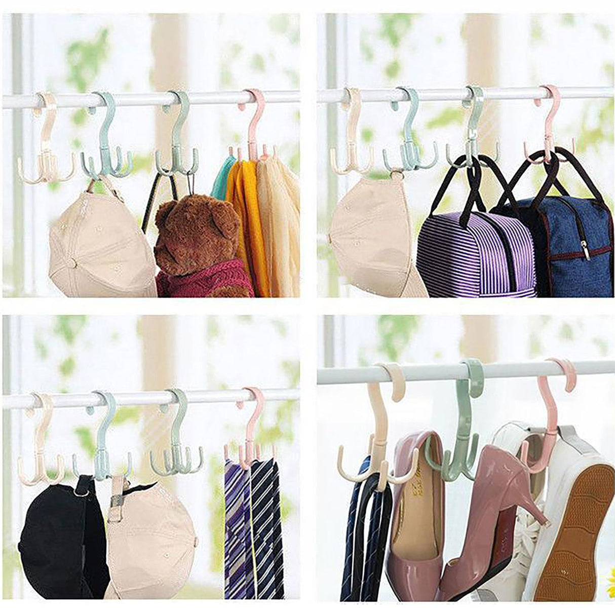 8 Pcs 4 Claws Closet Hangers 360 Degree Rotatable Closet Hanger Hook Thickened Strong Load Bearing Random Color
