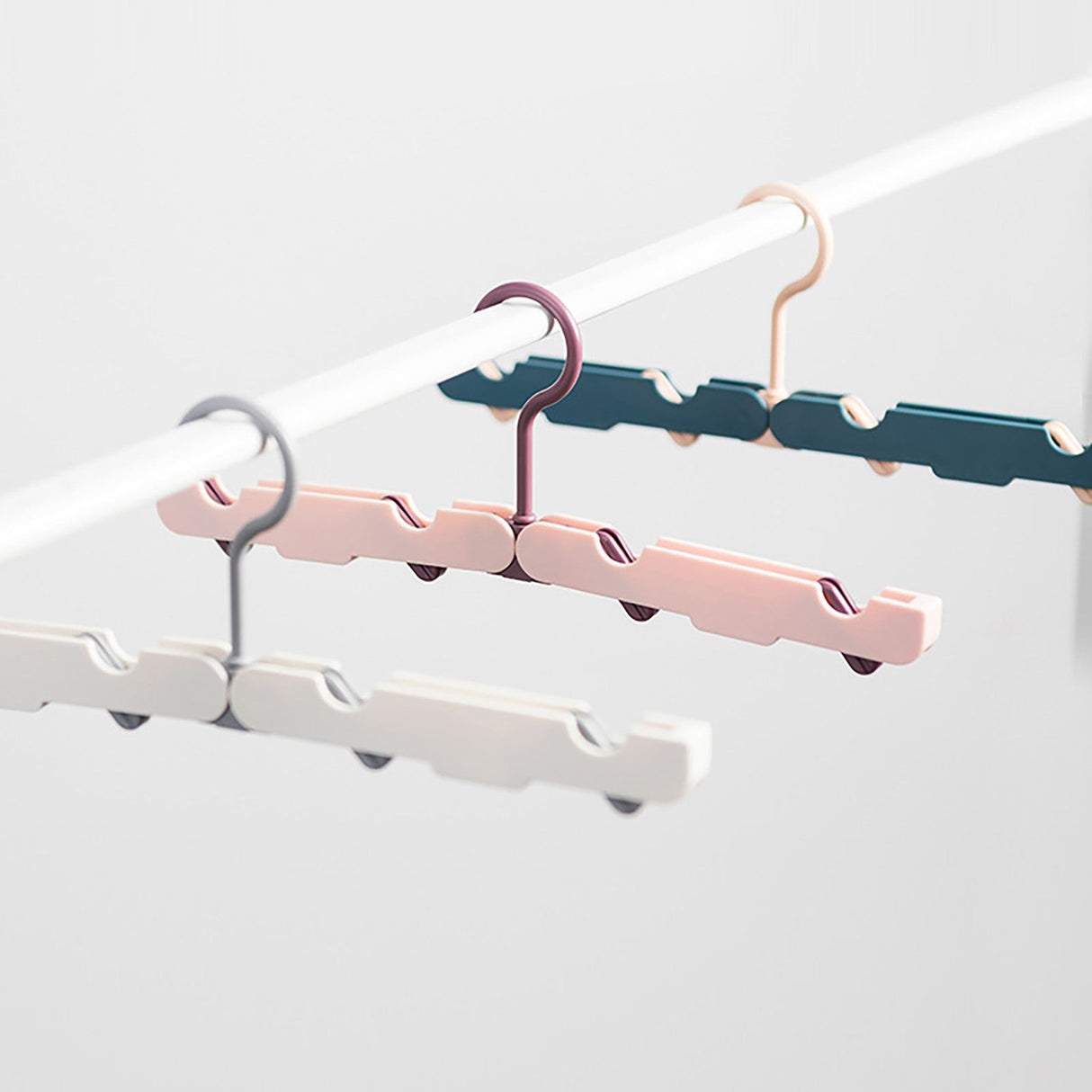 Clothes Hanger Rack Anti Slip Multifunctional Foldable Travel Hanger with Clips for Home Dorm Dark Blue