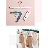 Clothes Hanger Rack Anti Slip Multifunctional Foldable Travel Hanger with Clips for Home Dorm Dark Blue