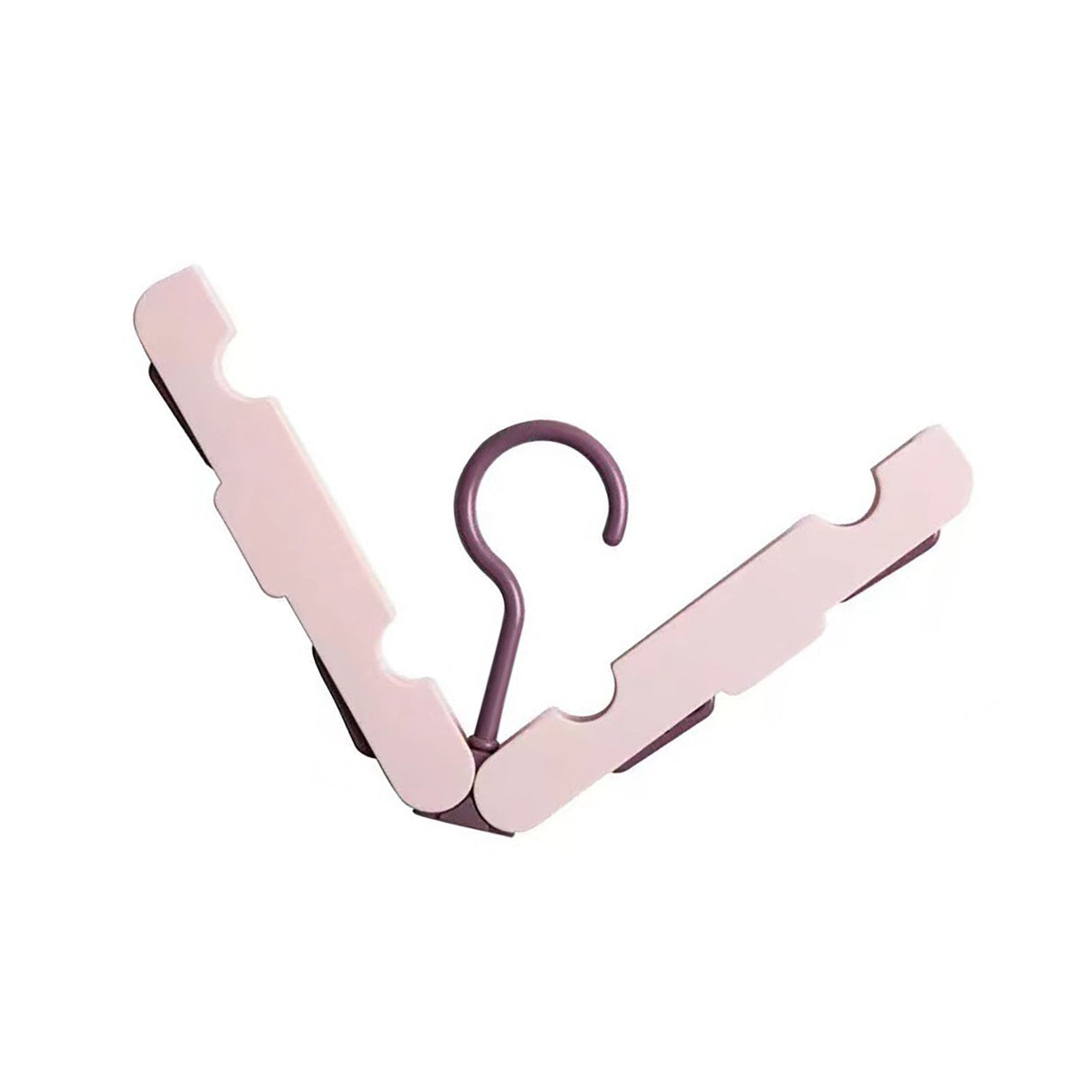 Clothes Hanger Rack Anti Slip Multifunctional Foldable Travel Hanger with Clips for Home Dorm Pink