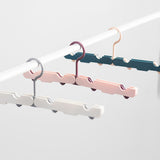 Clothes Hanger Rack Anti Slip Multifunctional Foldable Travel Hanger with Clips for Home Dorm Pink