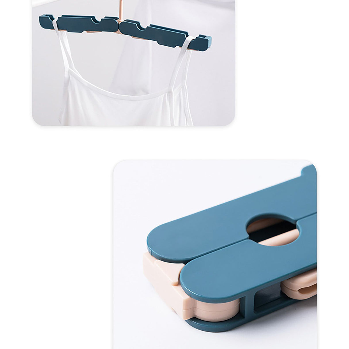 Clothes Hanger Rack Anti Slip Multifunctional Foldable Travel Hanger with Clips for Home Dorm Grey
