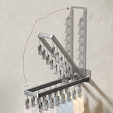 Socks Hanger Wall Mounted Foldable Windproof Zinc Alloy Clip Drying Rack for Underwear Towel 16 Clips (43.3cm/17in) - Extra Image