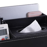 Multifunction Tissue Box Black Multiple Compartments Durable PU Leather Rectangular Tissue Box Cover for House Office