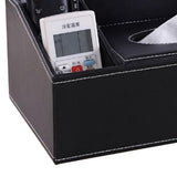 Multifunction Tissue Box Black Multiple Compartments Durable PU Leather Rectangular Tissue Box Cover for House Office