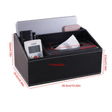 Multifunction Tissue Box Black Multiple Compartments Durable PU Leather Rectangular Tissue Box Cover for House Office
