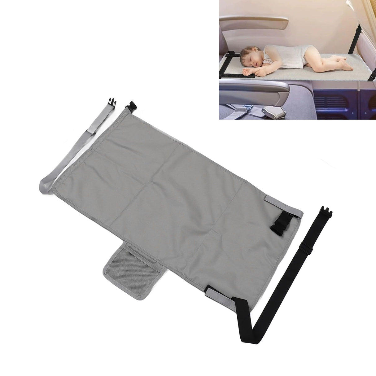 Airplane Seat Extender Portable Travel Foot Rest Airplane Must Haves for Toddlers Kids to Lie Down On Plane Gray