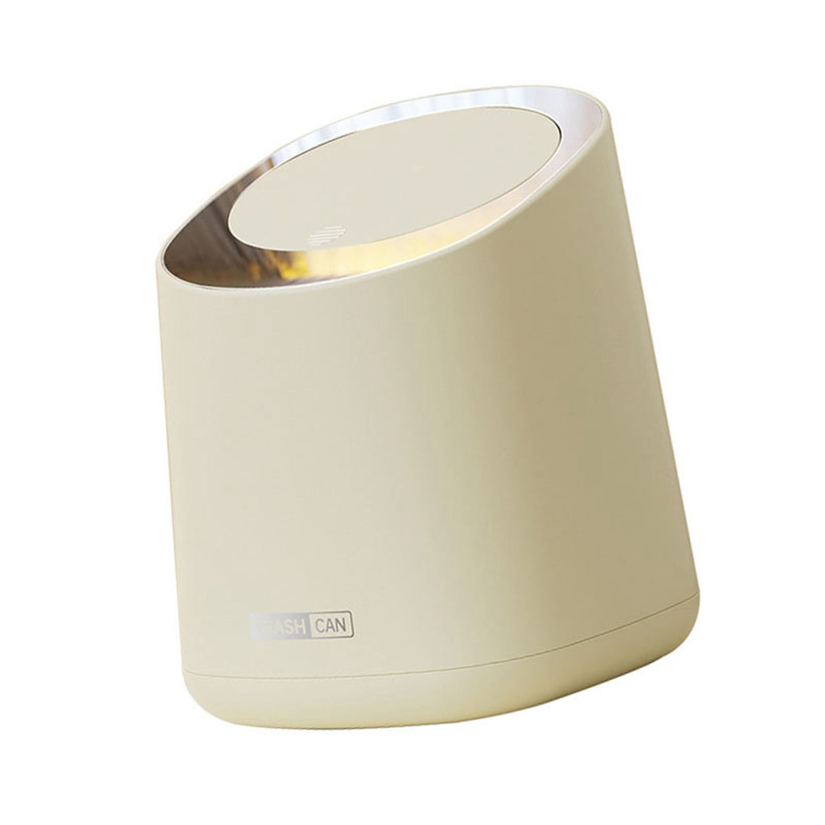Mini Countertop Garbage Can Small Plastic Countertop Wastebasket Waste Can with Press Type Lid for Bathroom Bedroom Living Room Dressing Table Cream White