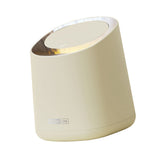 Mini Countertop Garbage Can Small Plastic Countertop Wastebasket Waste Can with Press Type Lid for Bathroom Bedroom Living Room Dressing Table Cream White
