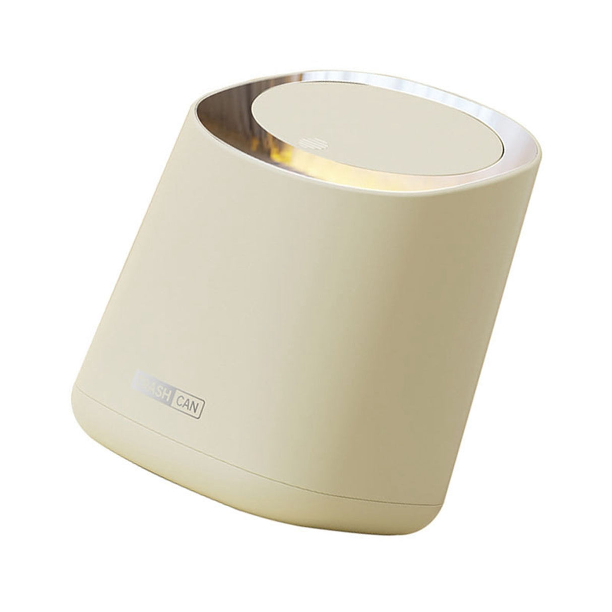 Mini Countertop Garbage Can Small Plastic Countertop Wastebasket Waste Can with Press Type Lid for Bathroom Bedroom Living Room Dressing Table Cream White