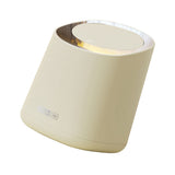 Mini Countertop Garbage Can Small Plastic Countertop Wastebasket Waste Can with Press Type Lid for Bathroom Bedroom Living Room Dressing Table Cream White