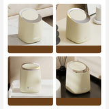 Mini Countertop Garbage Can Small Plastic Countertop Wastebasket Waste Can with Press Type Lid for Bathroom Bedroom Living Room Dressing Table Cream White - Extra Image