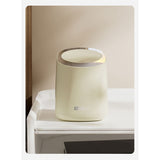 Mini Countertop Garbage Can Small Plastic Countertop Wastebasket Waste Can with Press Type Lid for Bathroom Bedroom Living Room Dressing Table Cream White