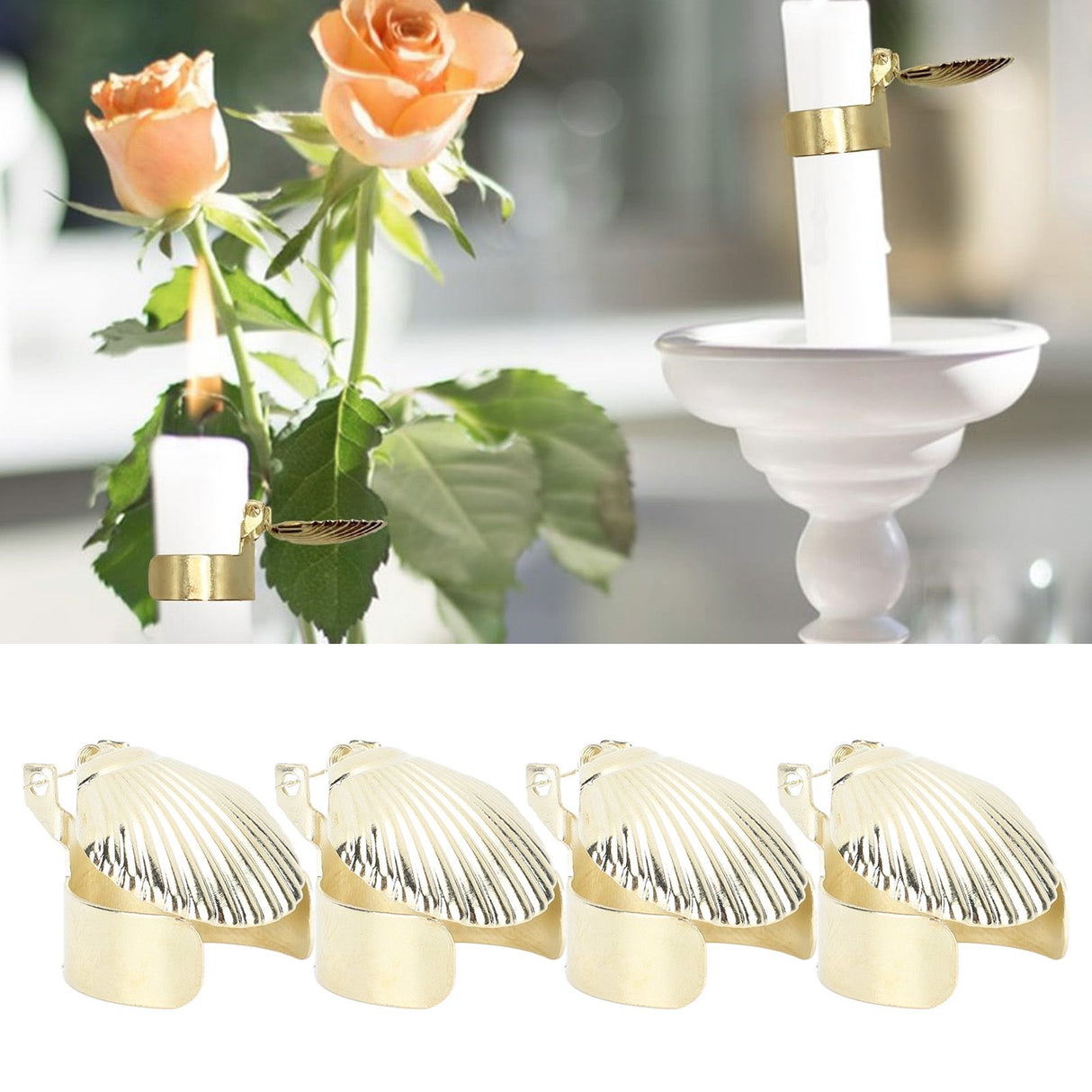 4Pcs Candle Snuffer Candle Extinguisher Metal Shell Pattern Automatic Candle Stopper for Candle Extinguishing Gold