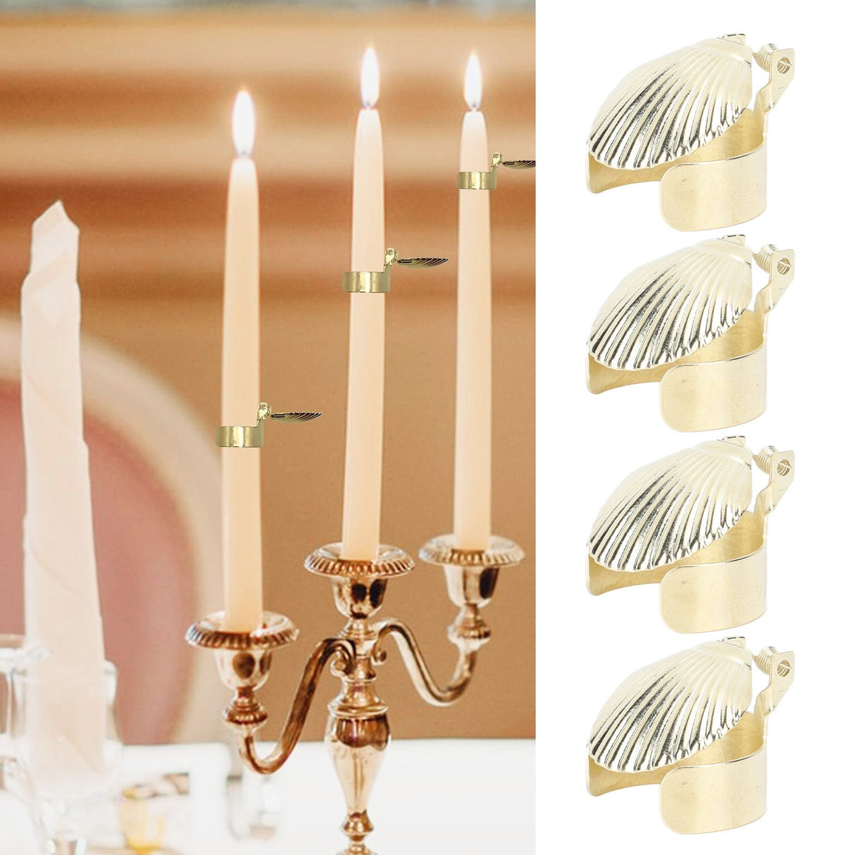 4Pcs Candle Snuffer Candle Extinguisher Metal Shell Pattern Automatic Candle Stopper for Candle Extinguishing Gold