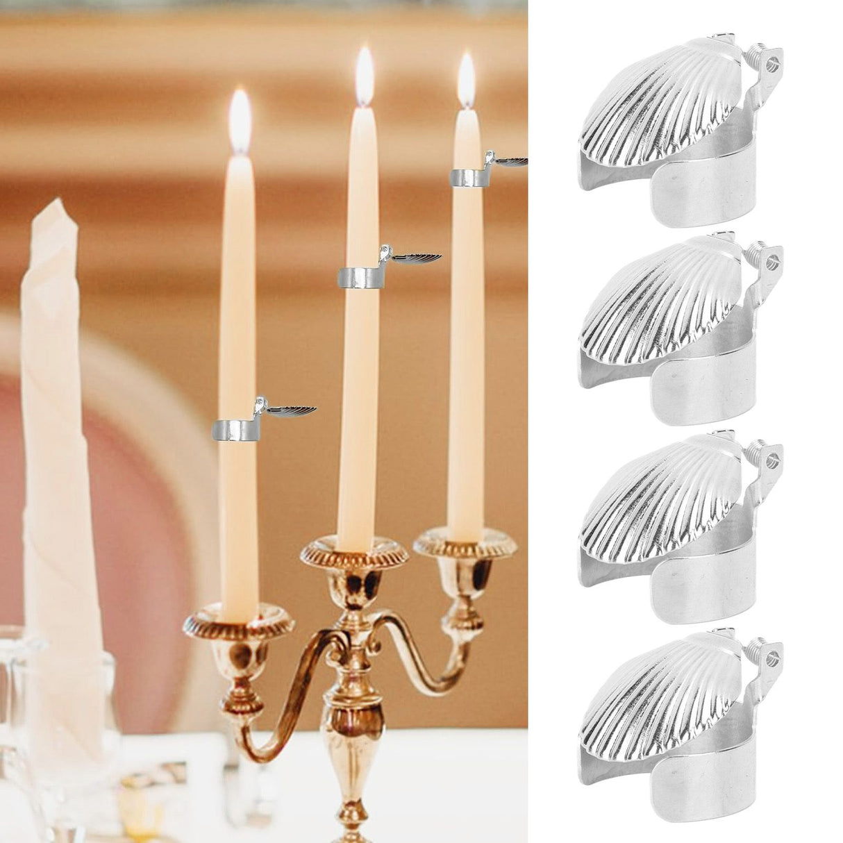 4Pcs Candle Snuffer Candle Extinguisher Metal Shell Pattern Automatic Candle Stopper for Candle Extinguishing Silver
