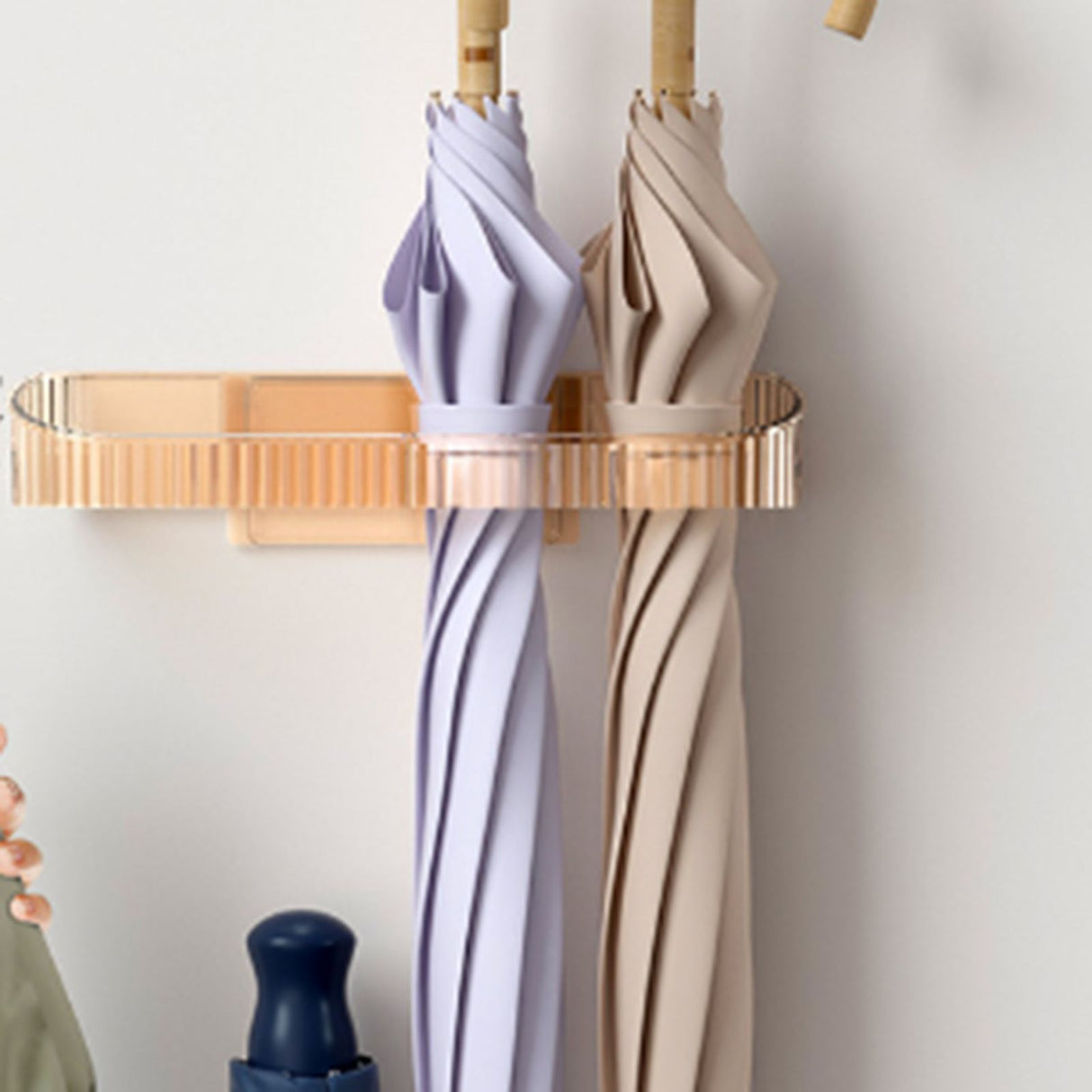 Umbrella Stand Holder Wall Mounted Space Saving Umbrella Storage Drain Rack for Home Use Amber